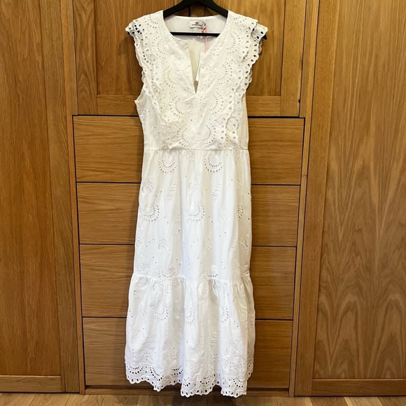 Vineyard Vines Dresses & Skirts - Vineyard Vines Seashell Eyelet Midi Dress White Cap Size 8 NWT Coastal Preppy